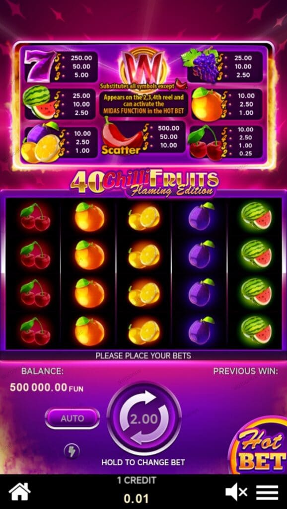 40 Chilli Fruits Flaming Edition демо