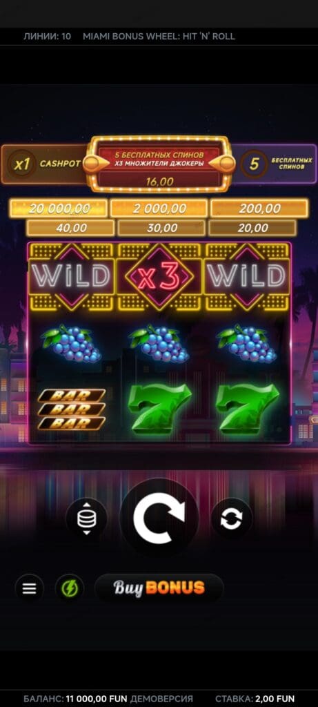 Miami Bonus Wheel Hit n Roll демо